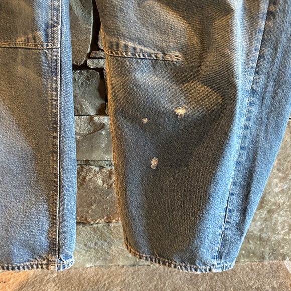 We The Free Blue barrel Jeans with Green Tie - Picture 10 of 12